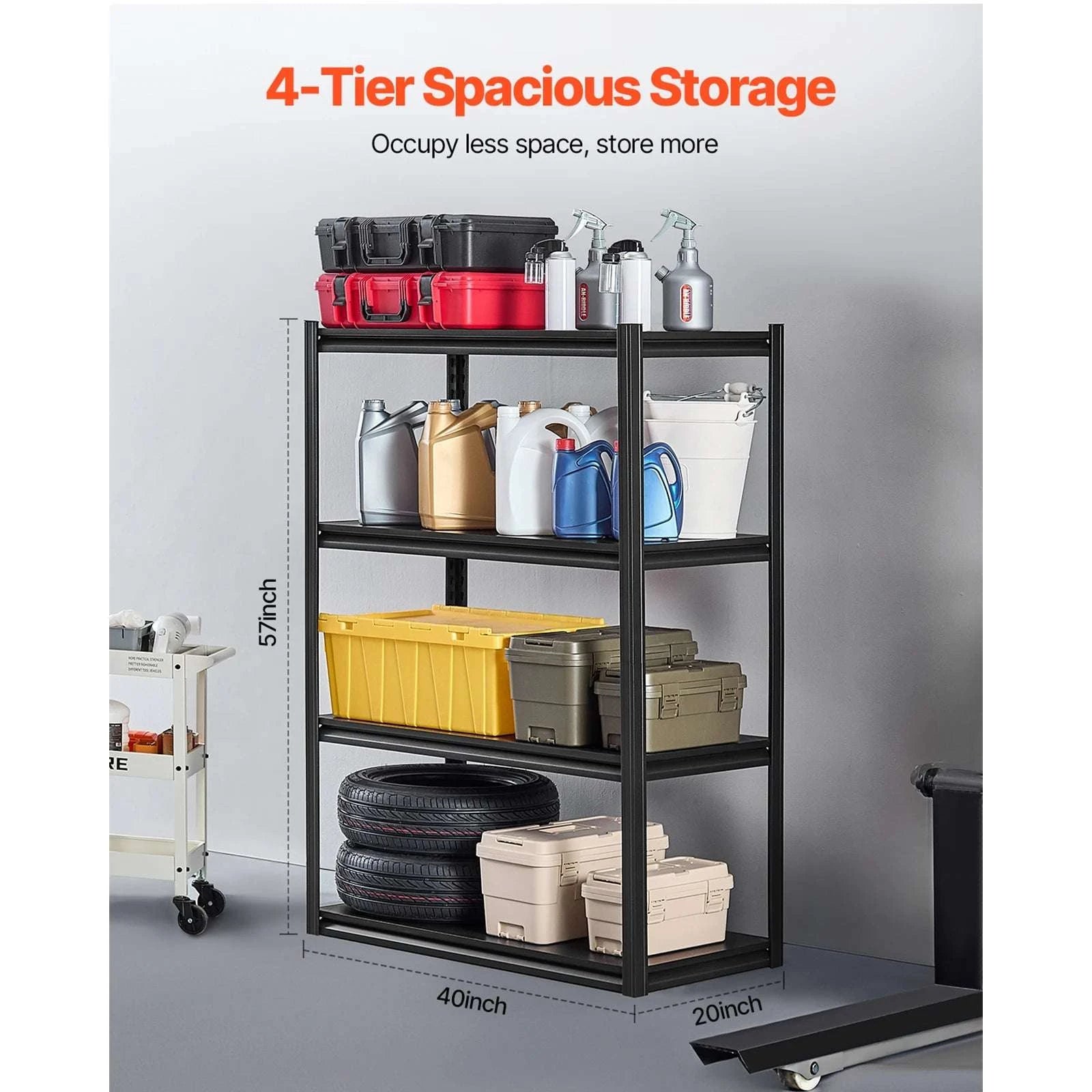 4-Tier Adjustable Garage Storage Shelves 2400 lb Heavy Duty Rack-20 x 40 x 57 in / UNITED KINGDOM