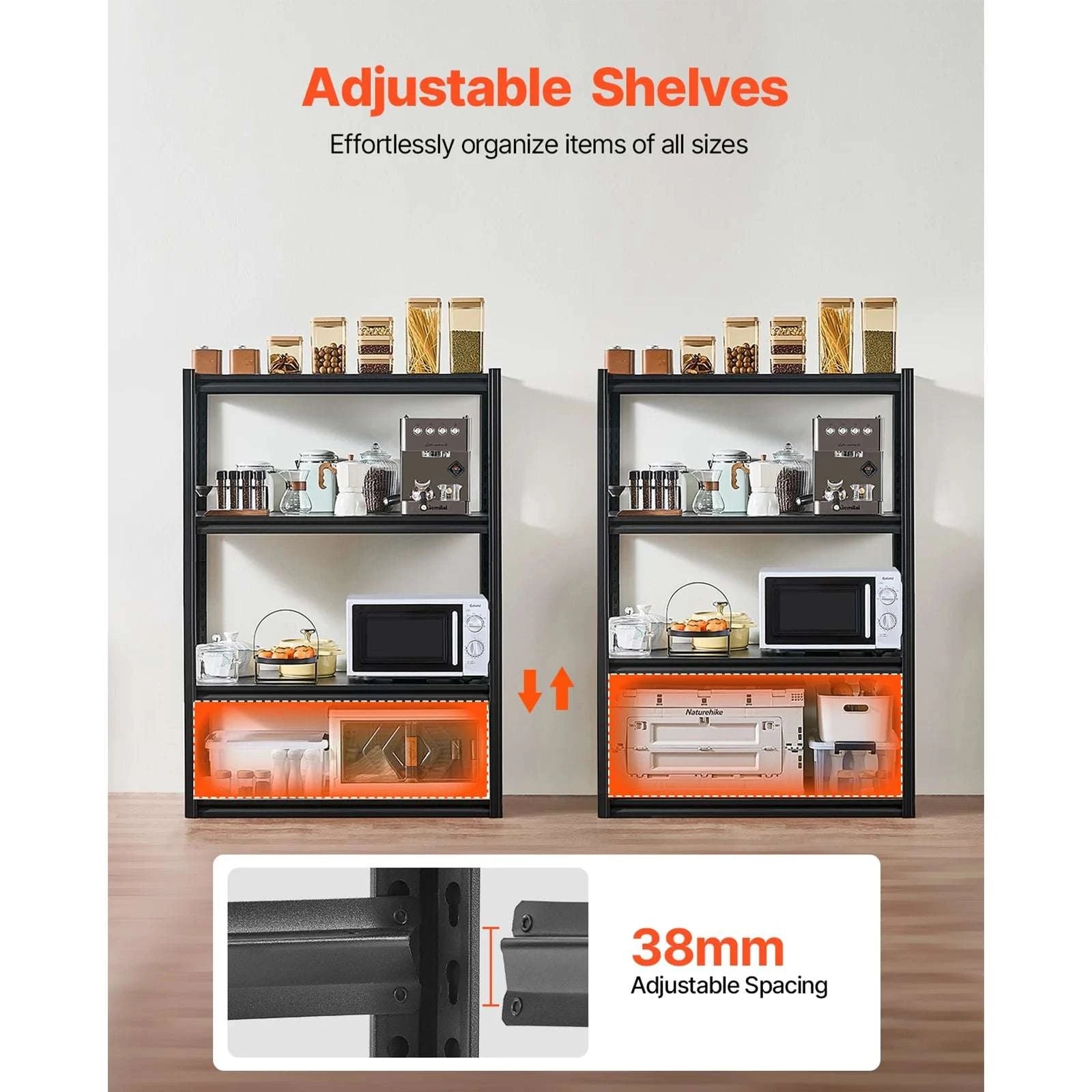 4-Tier Adjustable Garage Storage Shelves 2400 lb Heavy Duty Rack-20 x 40 x 57 in / UNITED KINGDOM