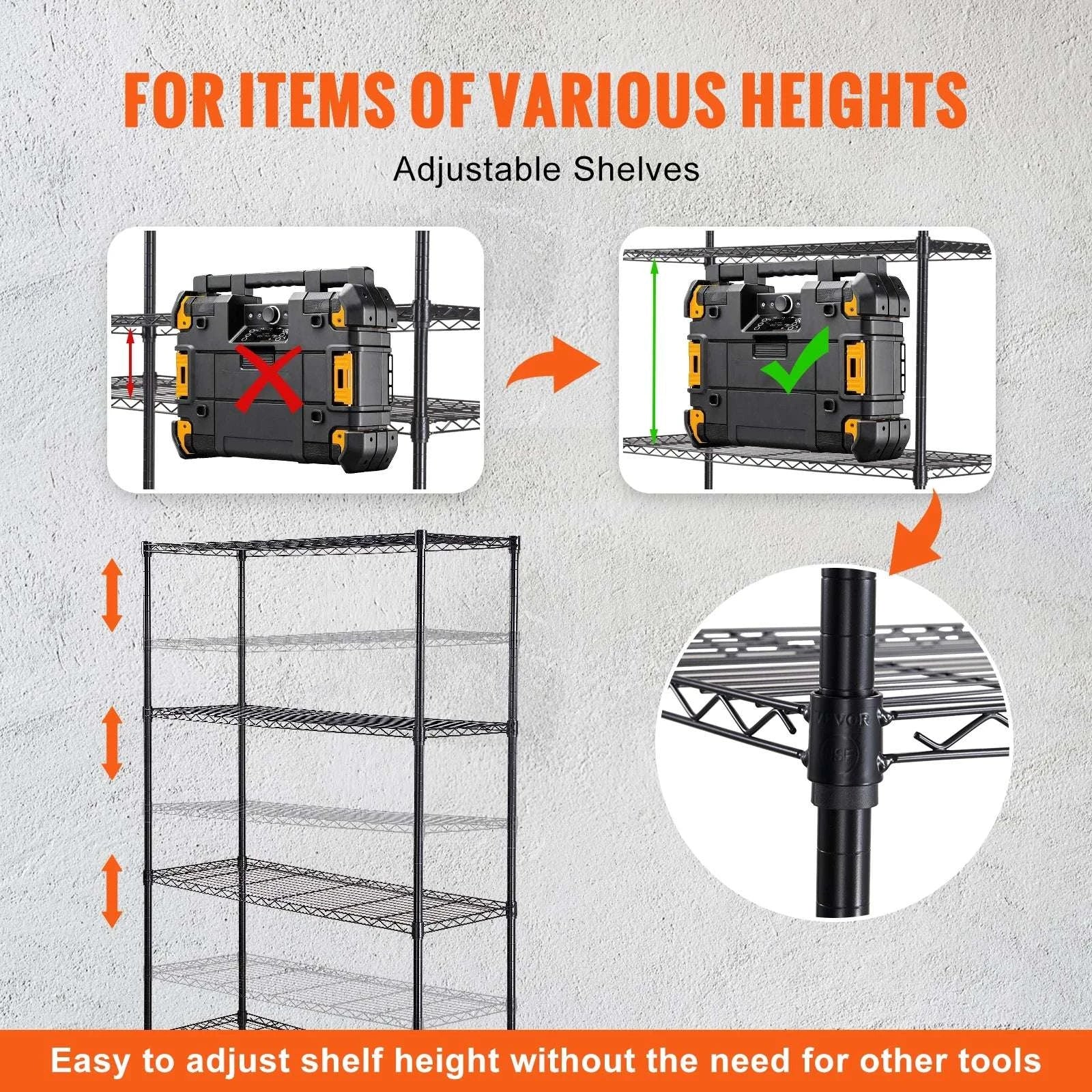 4-Tier Heavy Duty Storage Shelf with Adjustable Shelves & Wheels-black / CZECH REPUBLIC