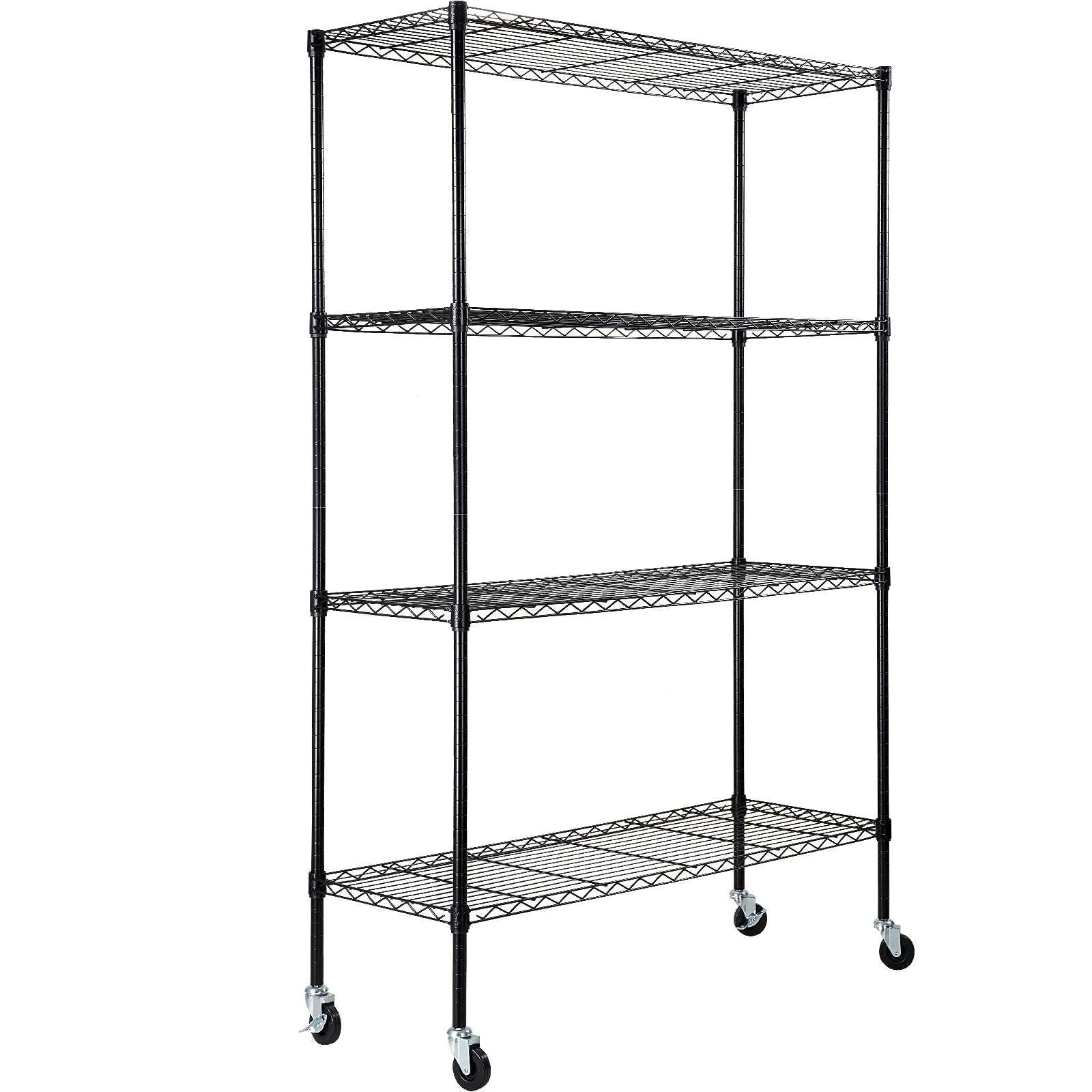 4-Tier Heavy Duty Storage Shelf with Adjustable Shelves & Wheels-black / CZECH REPUBLIC