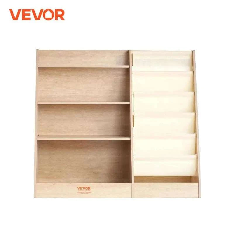 4-Tier Kids Bookshelf with Sling Storage & 10 Compartments-4-Tier Wooden / United States