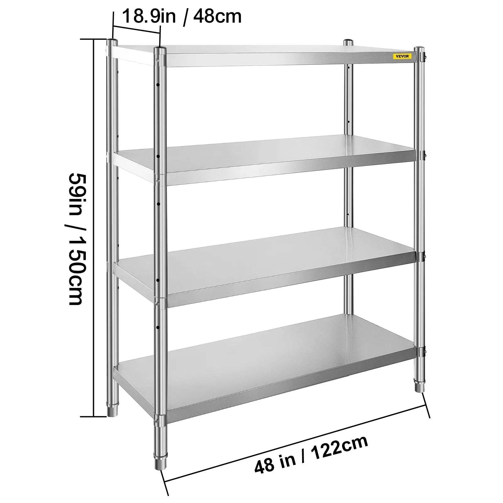4-Tier Stainless Steel Storage Rack for Kitchen, Garage & Warehouse-4 Tier 45in x 17in / spain