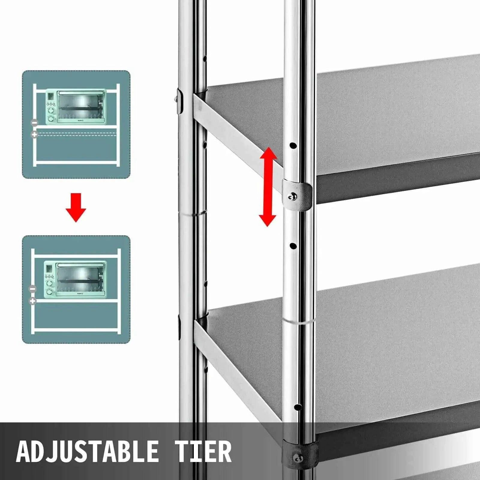 4-Tier Stainless Steel Storage Rack Shelf-4 Tier 58.5in x 17in / Germany