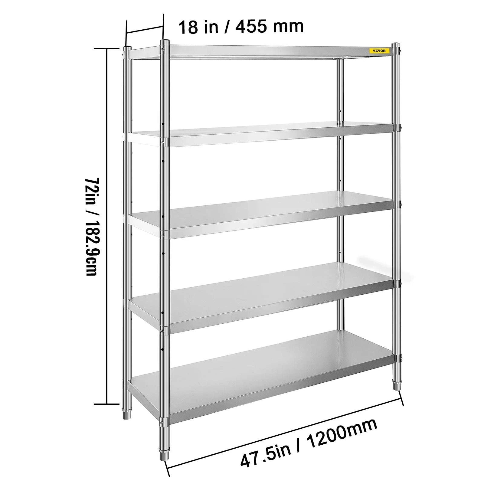 4-Tier Stainless Steel Storage Rack Shelf-4 Tier 58.5in x 17in / Germany