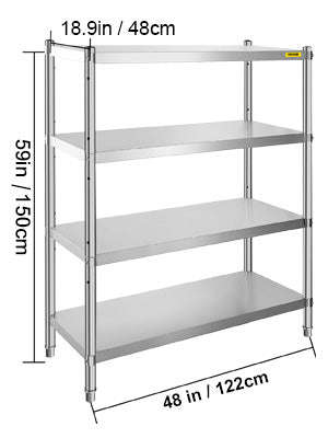 4-Tier Stainless Steel Storage Rack Shelf-4 Tier 58.5in x 17in / Germany