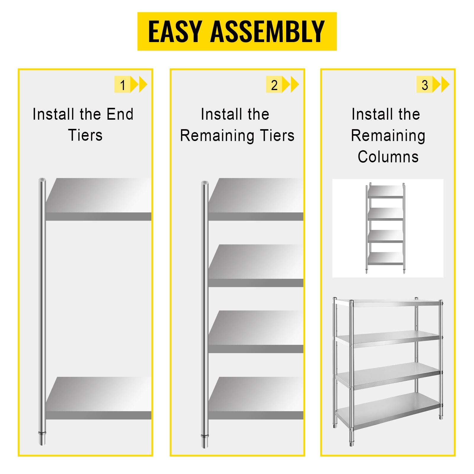 4-Tier Stainless Steel Storage Rack Shelf-4 Tier 58.5in x 17in / Germany