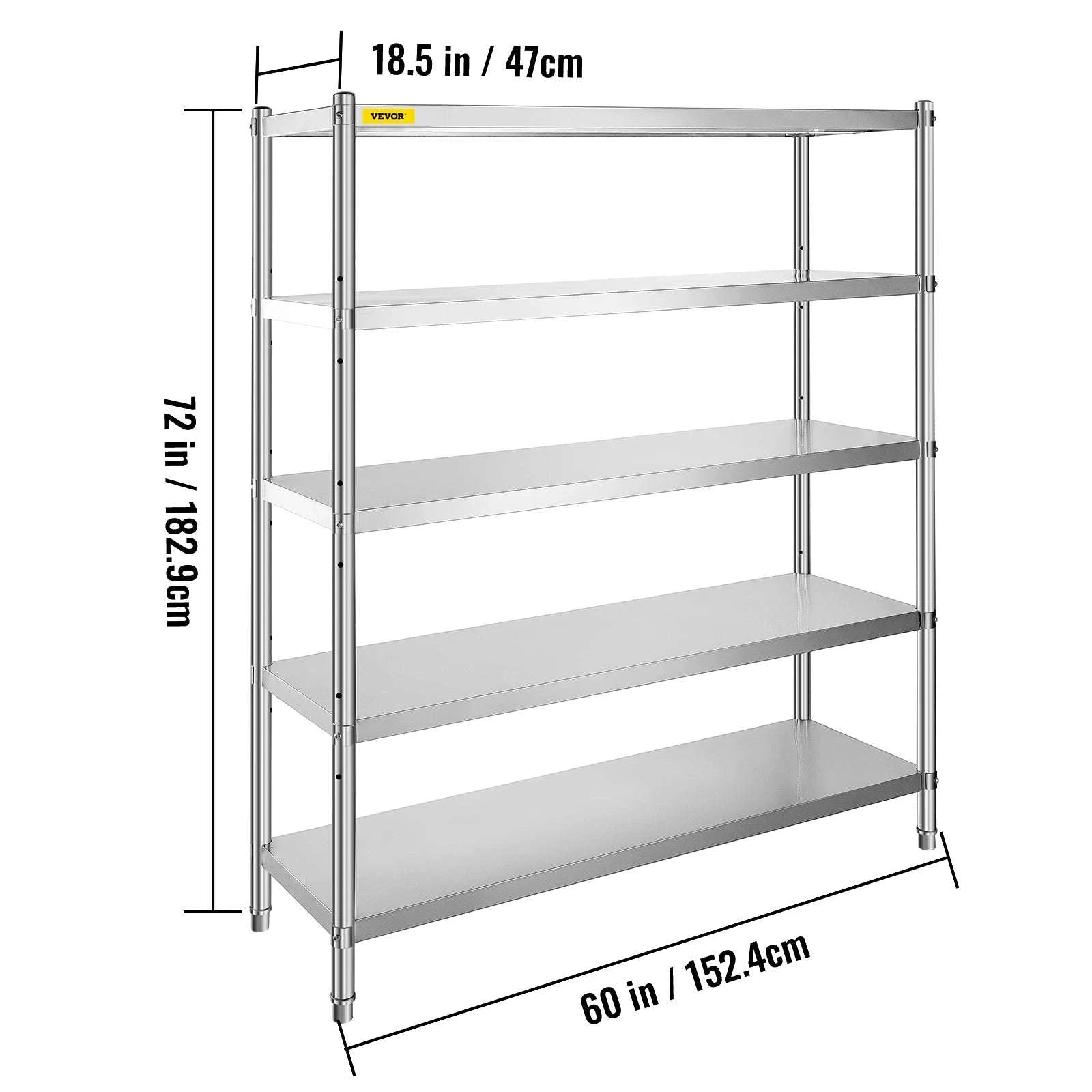 4-Tier Stainless Steel Storage Rack Shelf-4 Tier 58.5in x 17in / Germany