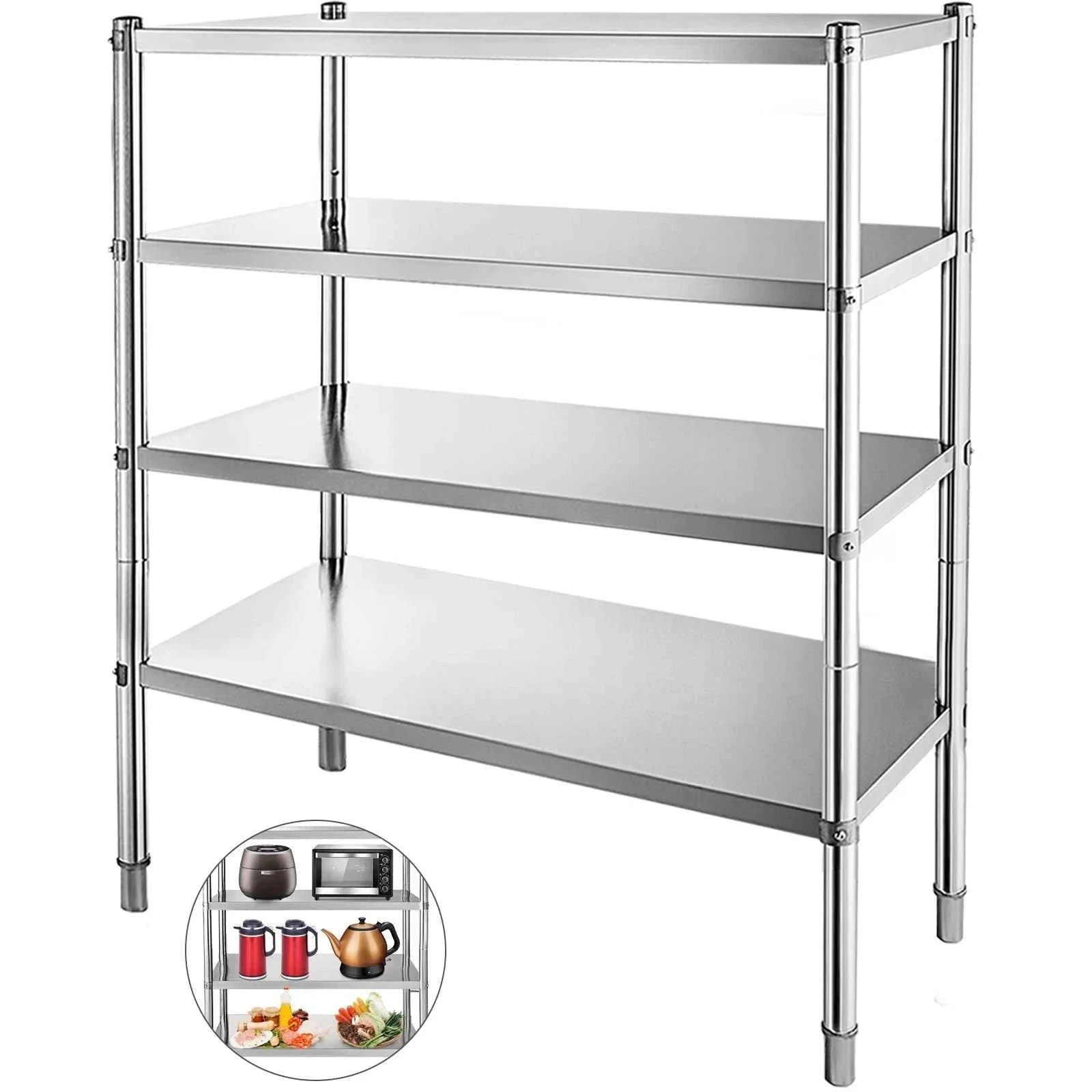 4-Tier Stainless Steel Storage Rack Shelf-4 Tier 58.5in x 17in / Germany