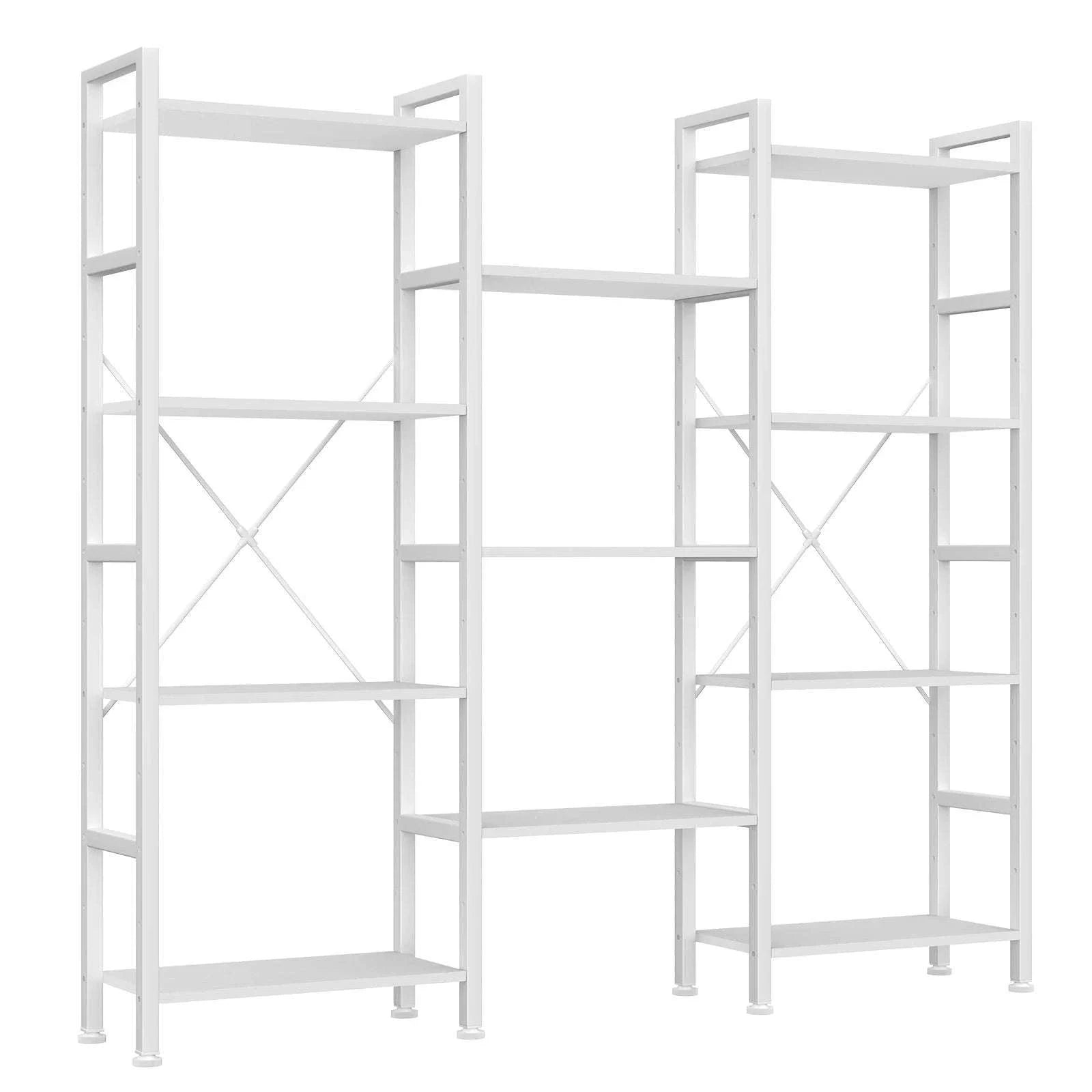 4-Tier Wide Bookshelf with Adjustable Shelves and Metal Frame-black / United States