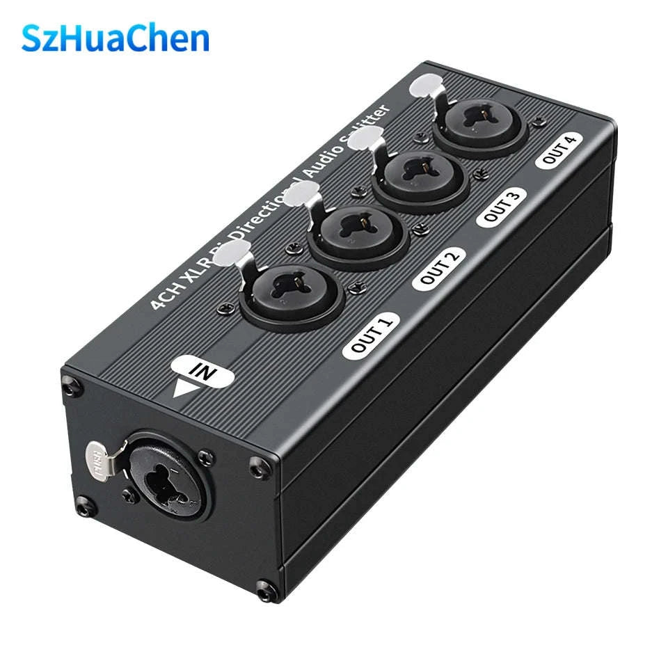 4-Way XLR Balanced Audio Splitter Box – 1 Input to 4 Outputs-Mode A