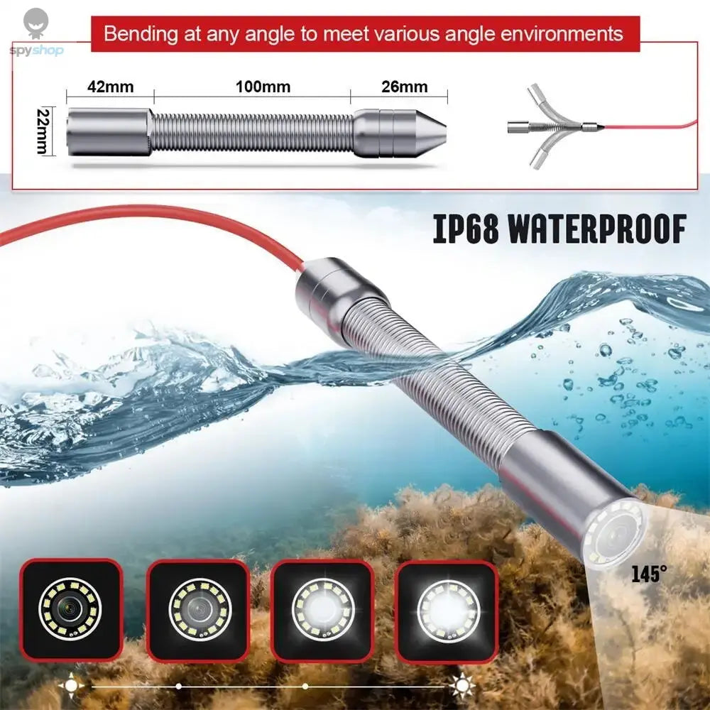 4.3'' Sewer Endoscope Camera with DVR,17/22MM Pipe Inspection Camera HD 1000TVL Drain Camera Waterproof Borescope with 16GB Card Spy-shop.com