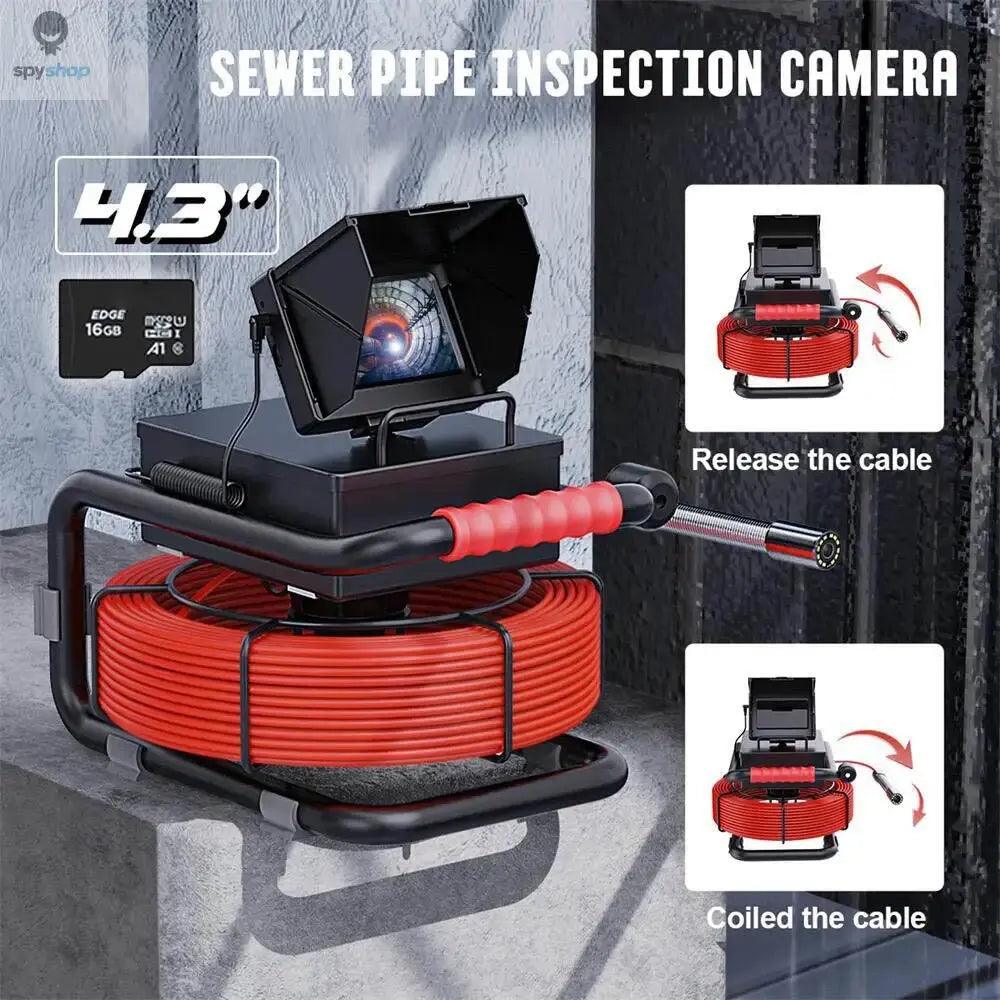 4.3'' Sewer Endoscope Camera with DVR,17/22MM Pipe Inspection Camera HD 1000TVL Drain Camera Waterproof Borescope with 16GB Card Spy-shop.com