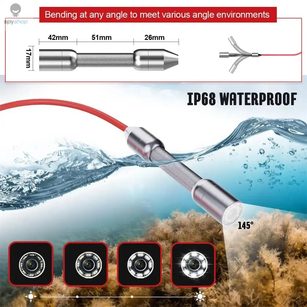 4.3'' Sewer Endoscope Camera with DVR,17/22MM Pipe Inspection Camera HD 1000TVL Drain Camera Waterproof Borescope with 16GB Card Spy-shop.com