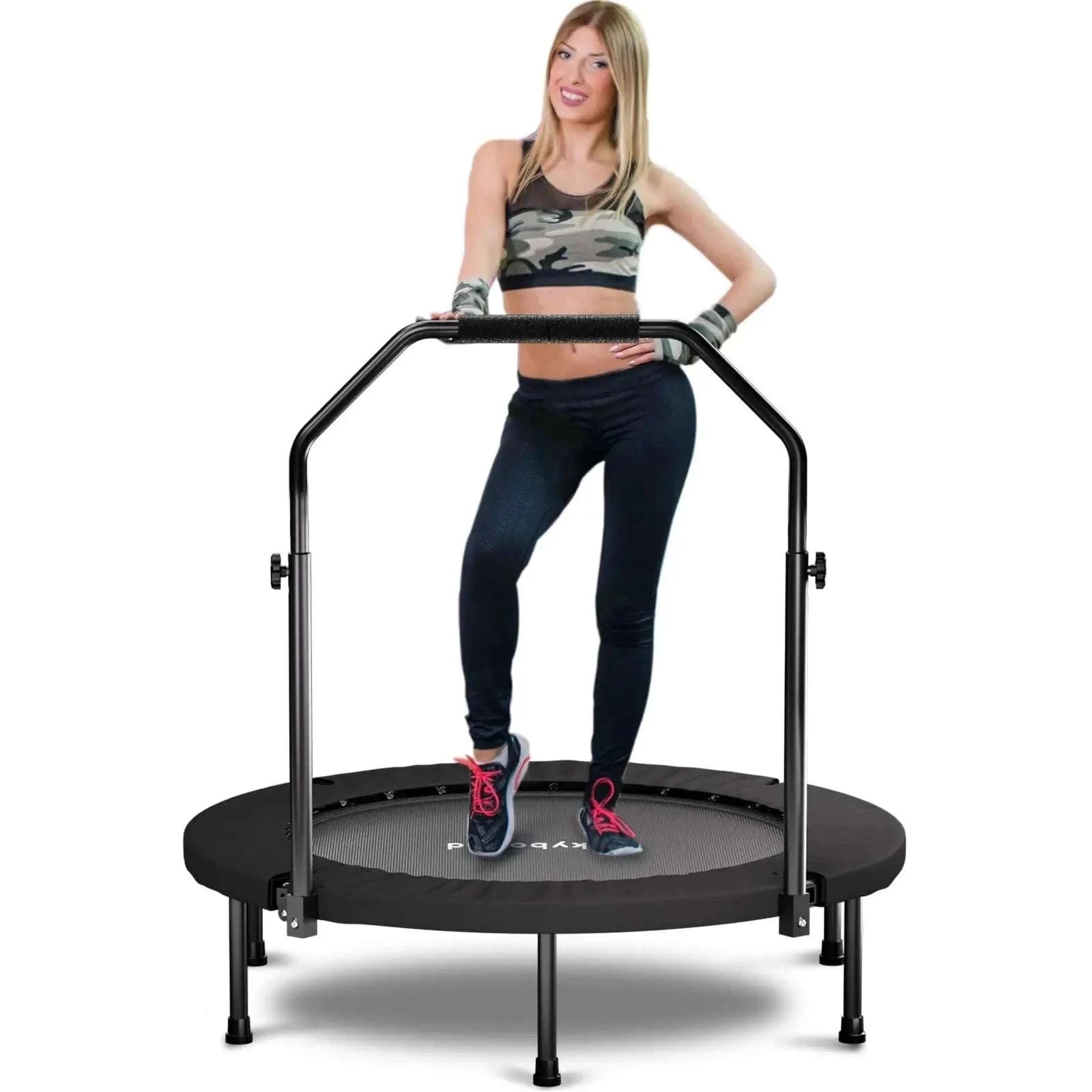 40" Foldable Fitness Rebounder Trampoline with Adjustable Handle-black / United States