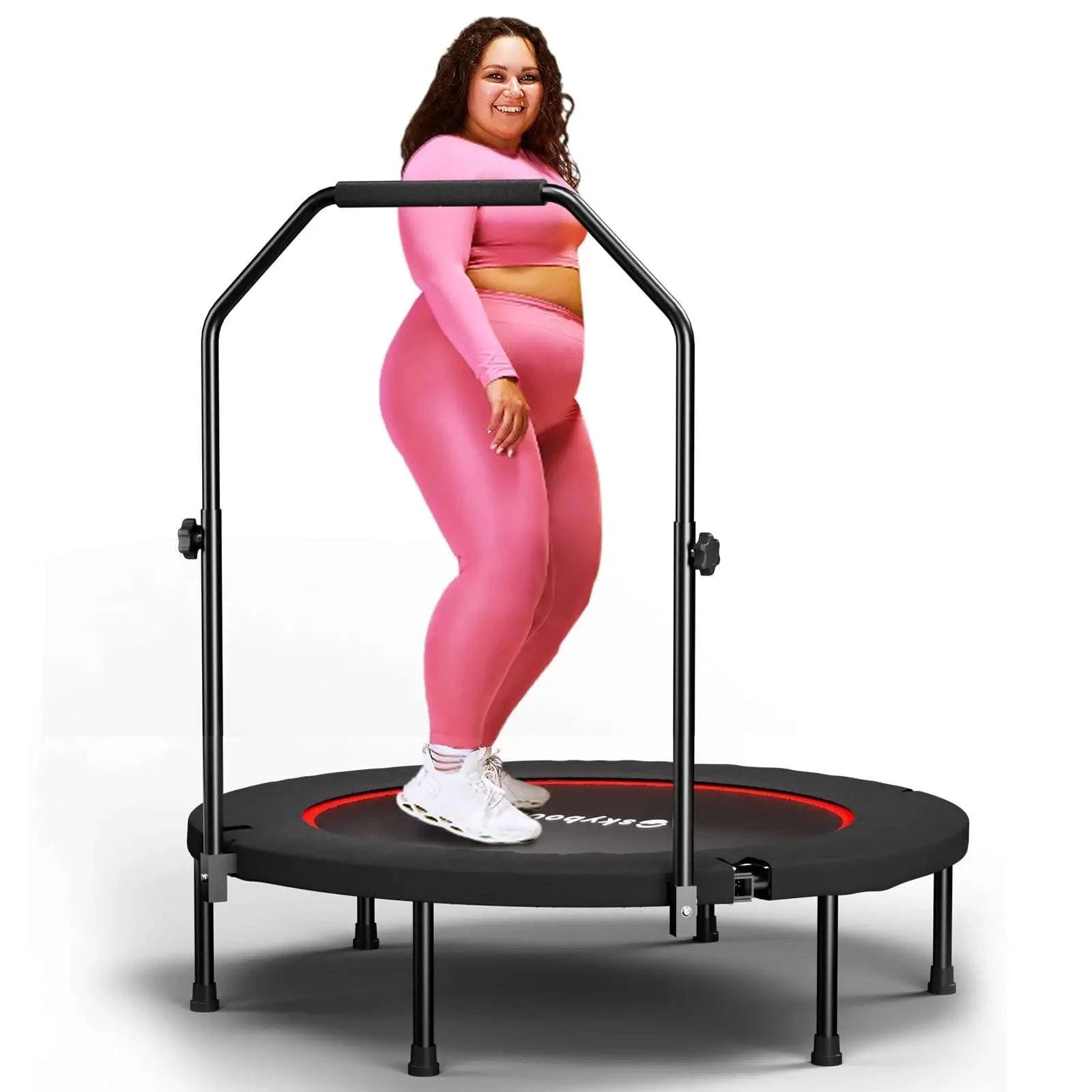40" Foldable Fitness Rebounder Trampoline with Adjustable Handle-black / United States