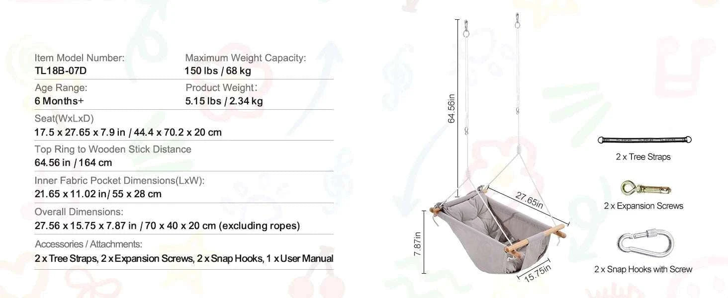 40" Tree Swing Saucer Seat 750lbs with Straps & Adjustable Ropes-Canvas 150lbs / CZECH REPUBLIC