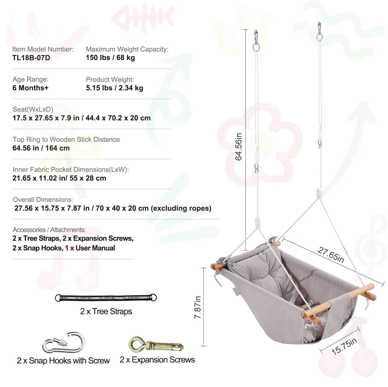 40" Tree Swing Saucer Seat 750lbs with Straps & Adjustable Ropes-Canvas 150lbs / CZECH REPUBLIC