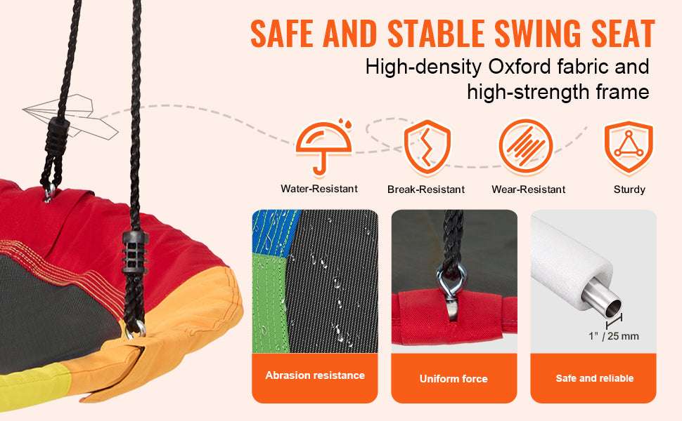 40" Tree Swing Saucer Seat 750lbs with Straps & Adjustable Ropes-Canvas 150lbs / CZECH REPUBLIC