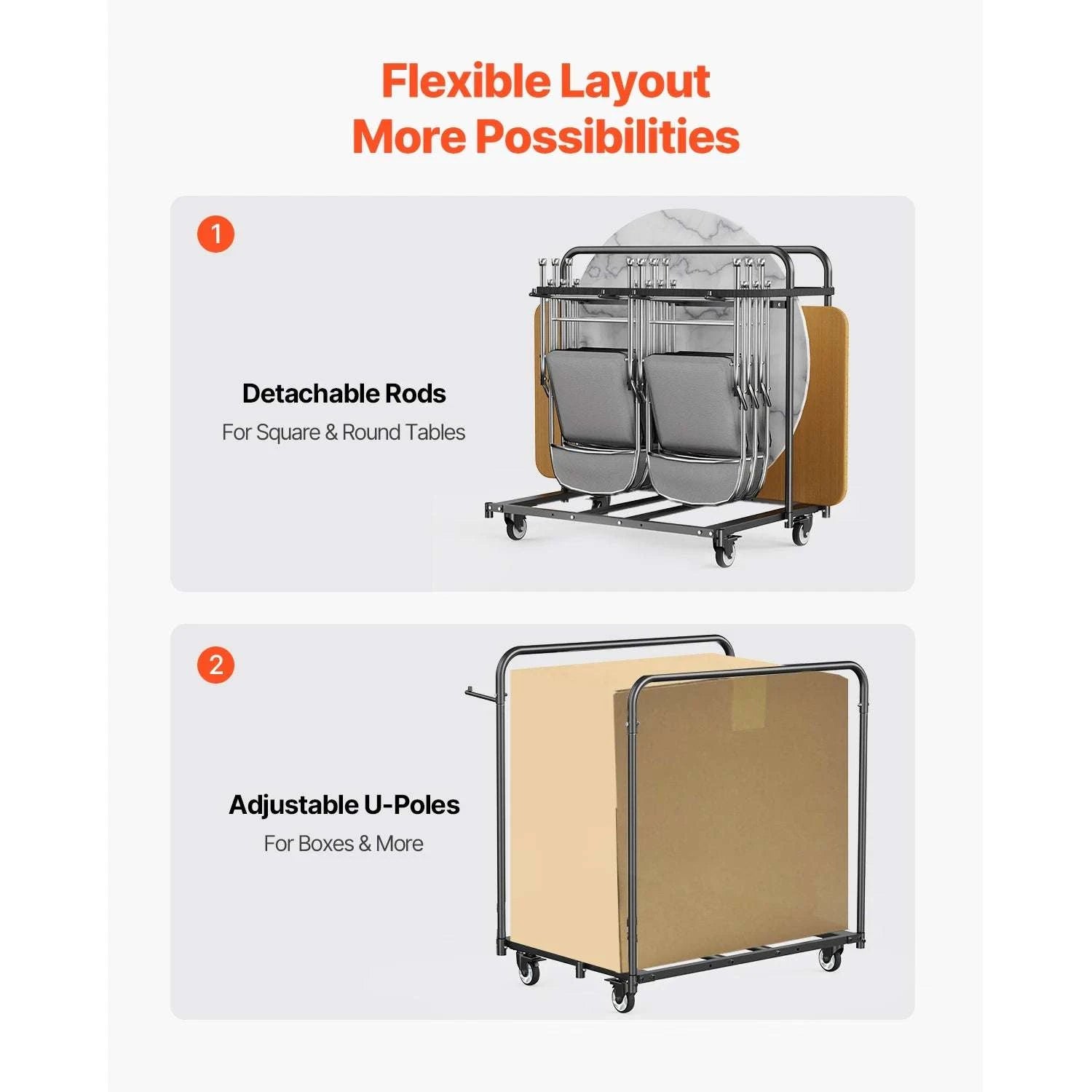 400 lb Folding Chair Cart with Swivel Casters for 14 Chairs-400LBS / Poland