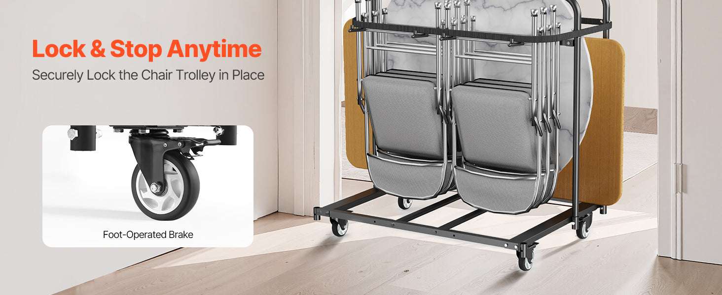 400 lb Folding Chair Cart with Swivel Casters for 14 Chairs-400LBS / Poland