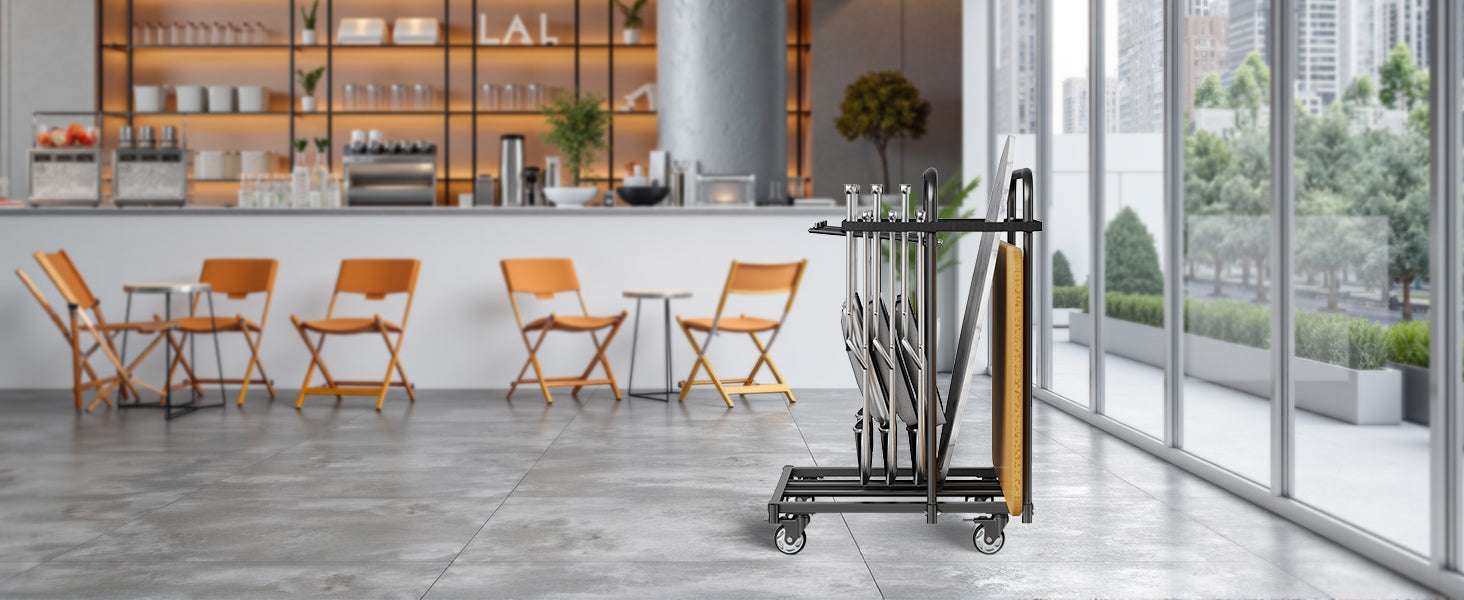 400 lb Folding Chair Cart with Swivel Casters for 14 Chairs-400LBS / Poland