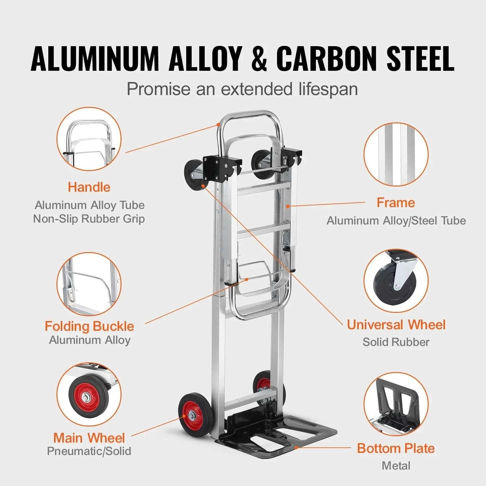 400 lb Folding Hand Truck Dolly 2-in-1 Convertible Utility Cart-400lbs / Poland
