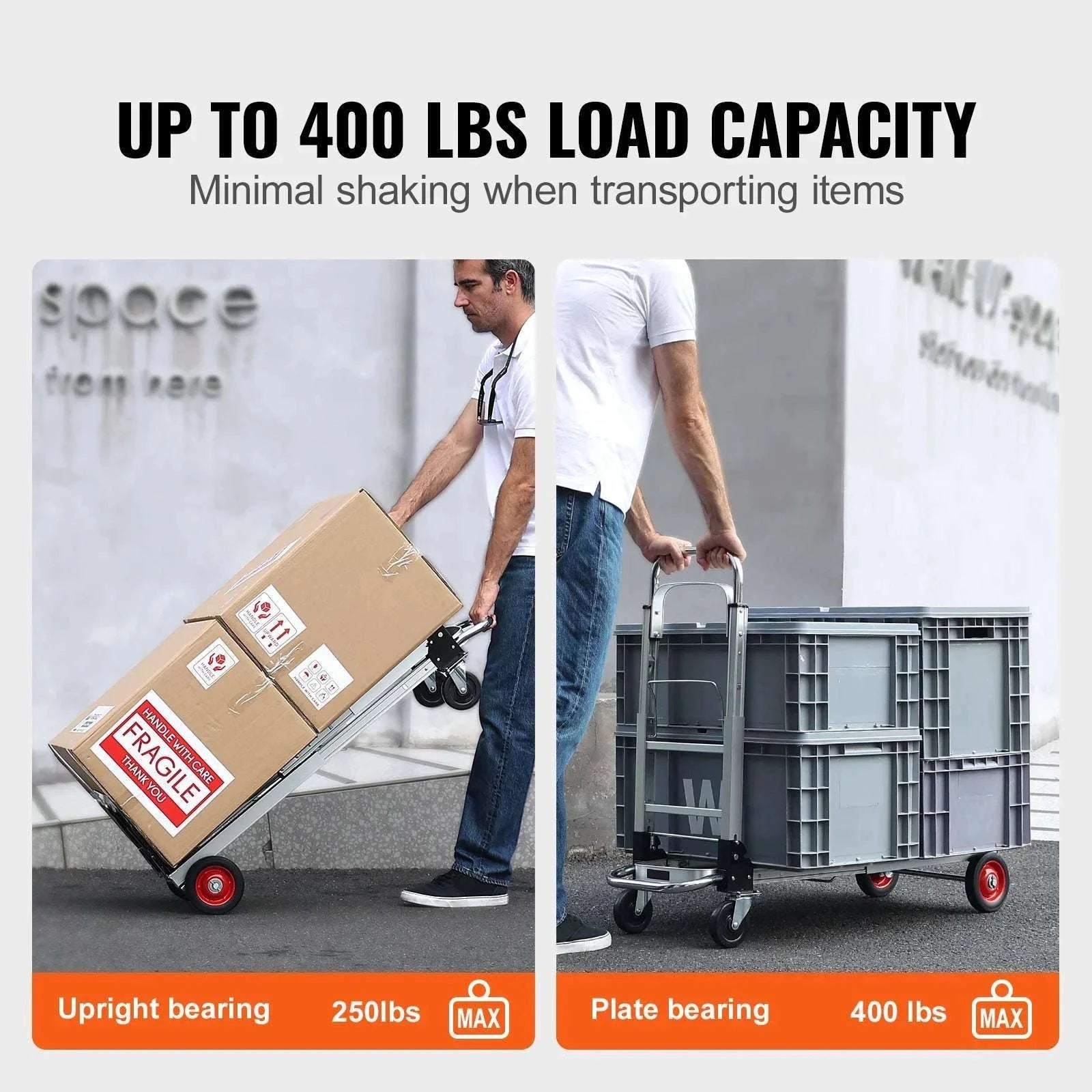 400 lb Folding Hand Truck Dolly 2-in-1 Convertible Utility Cart-400lbs / Poland