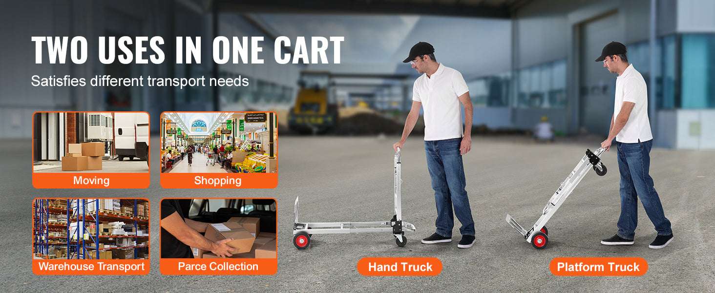 400 lb Folding Hand Truck Dolly 2-in-1 Convertible Utility Cart-400lbs / Poland