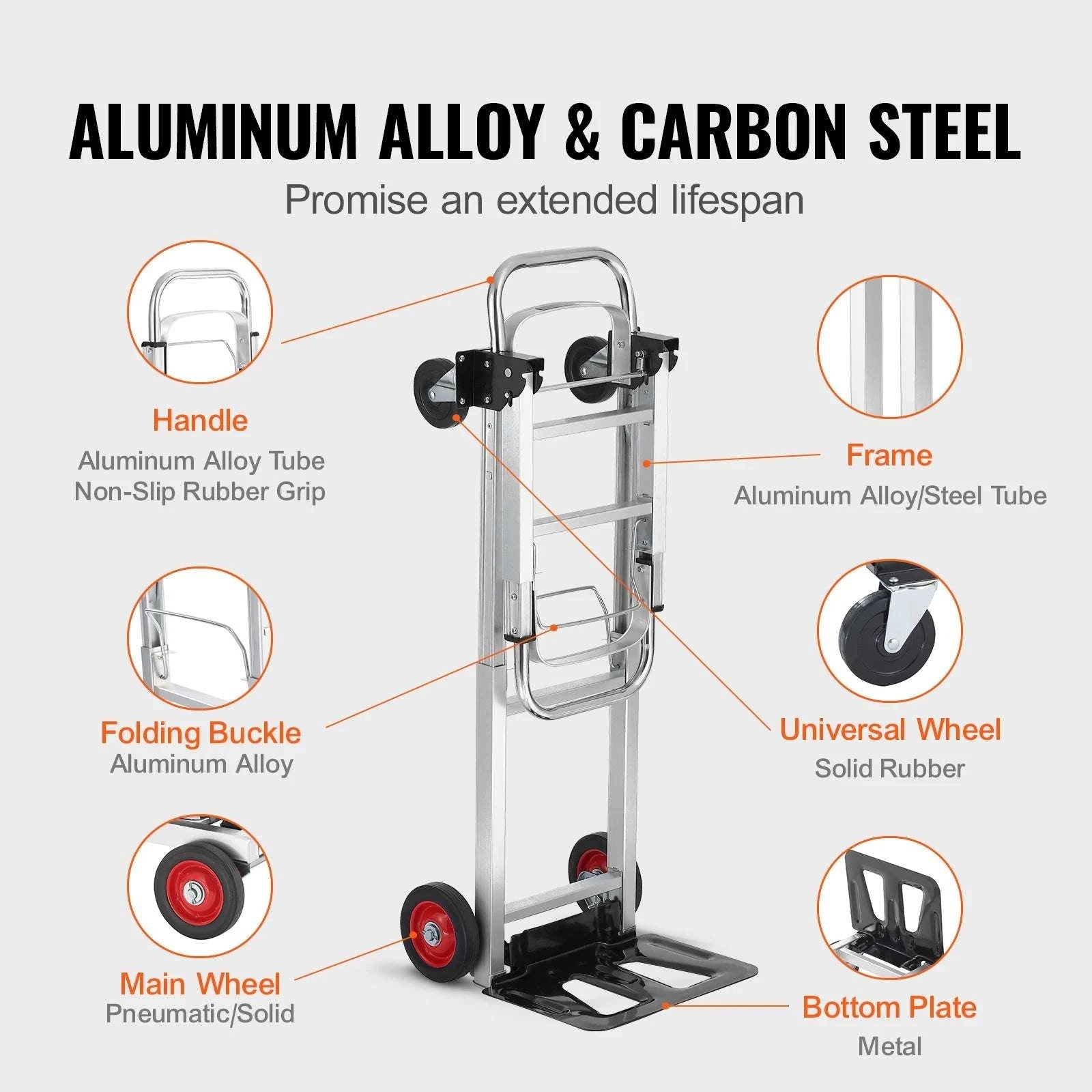 400 lb Folding Hand Truck Dolly 2-in-1 Convertible Utility Cart-400lbs / Poland
