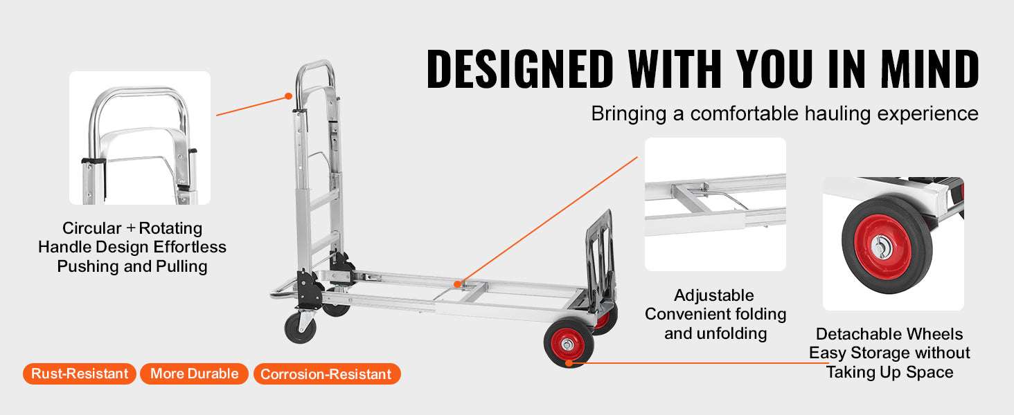 400 lb Folding Hand Truck Dolly 2-in-1 Convertible Utility Cart-400lbs / Poland