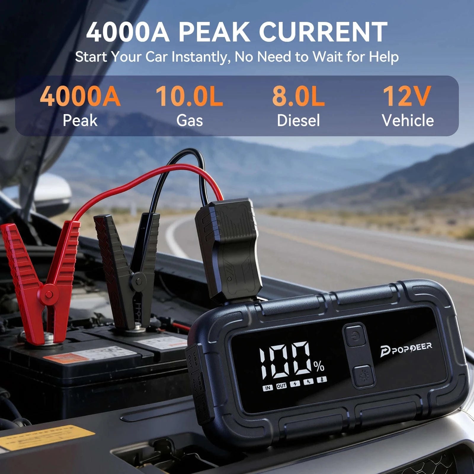 4000A 12V Jump Starter with LCD Display and Dual USB-PD-J06 / Poland