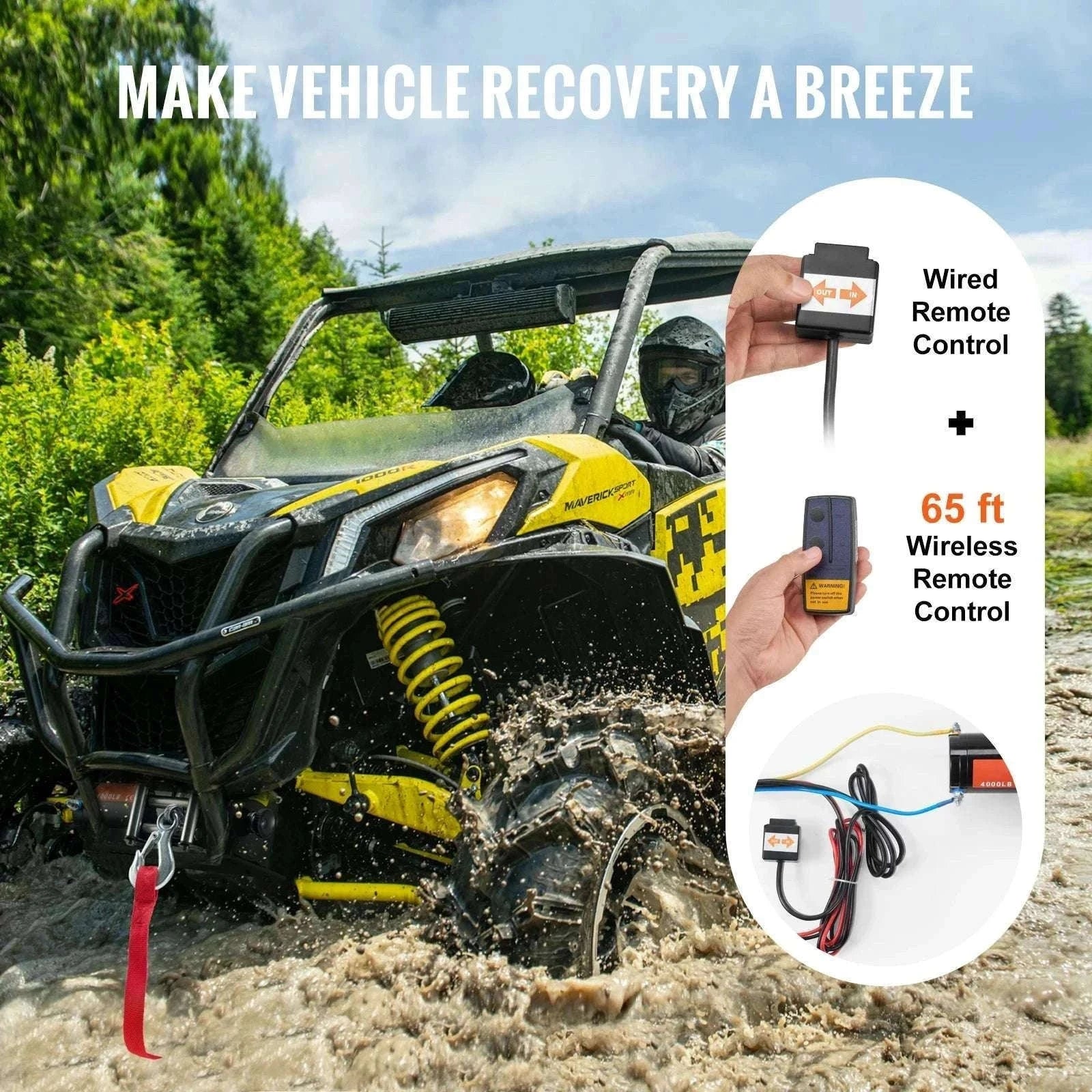 4000lb Electric ATV Winch with Steel Cable & Dual Remote Control-4000lbs / United States