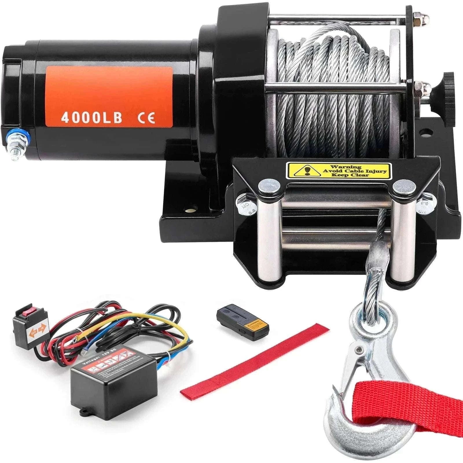 4000lb Electric ATV Winch with Steel Cable & Dual Remote Control-4000lbs / United States