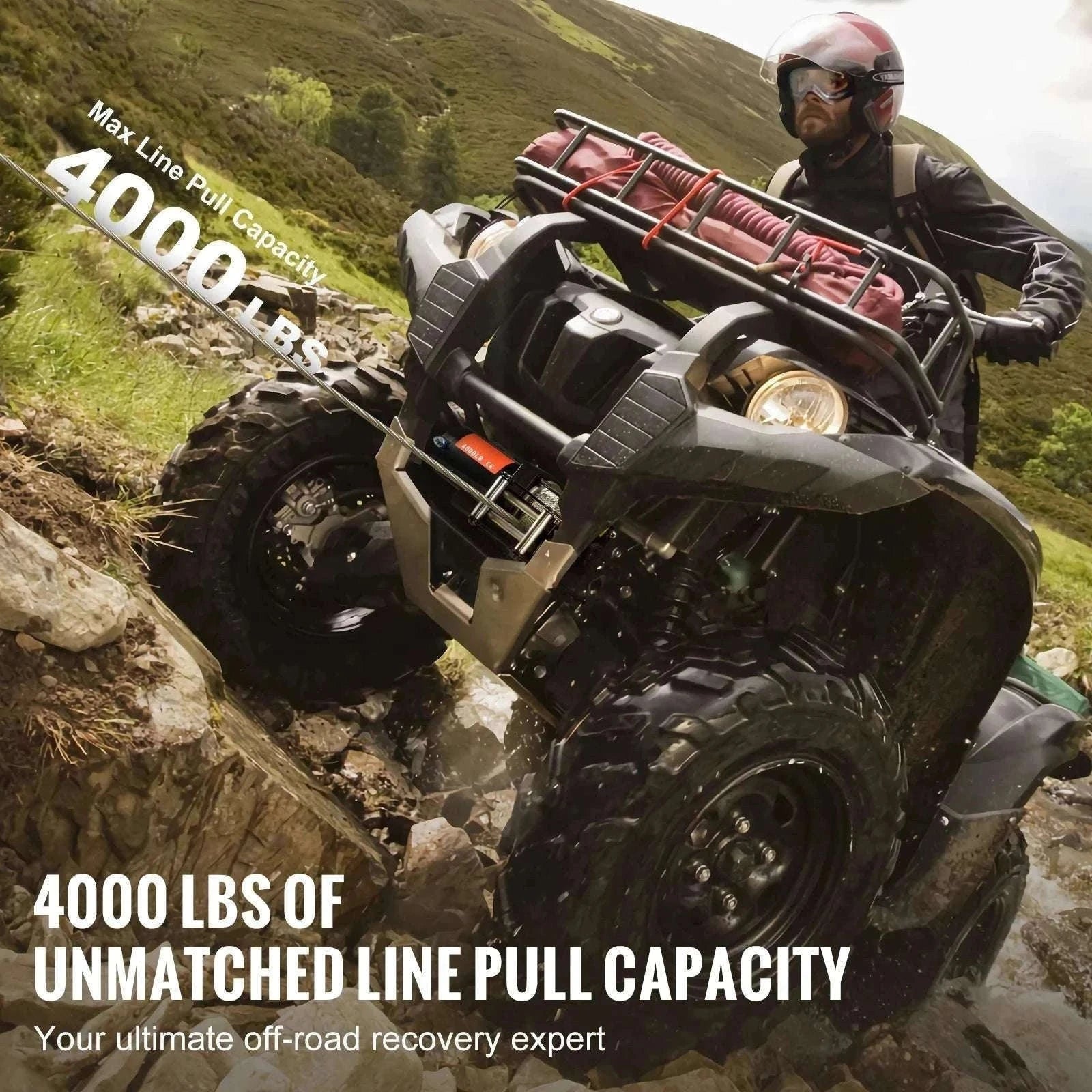 4000lb Electric ATV Winch with Steel Cable & Dual Remote Control-4000lbs / United States