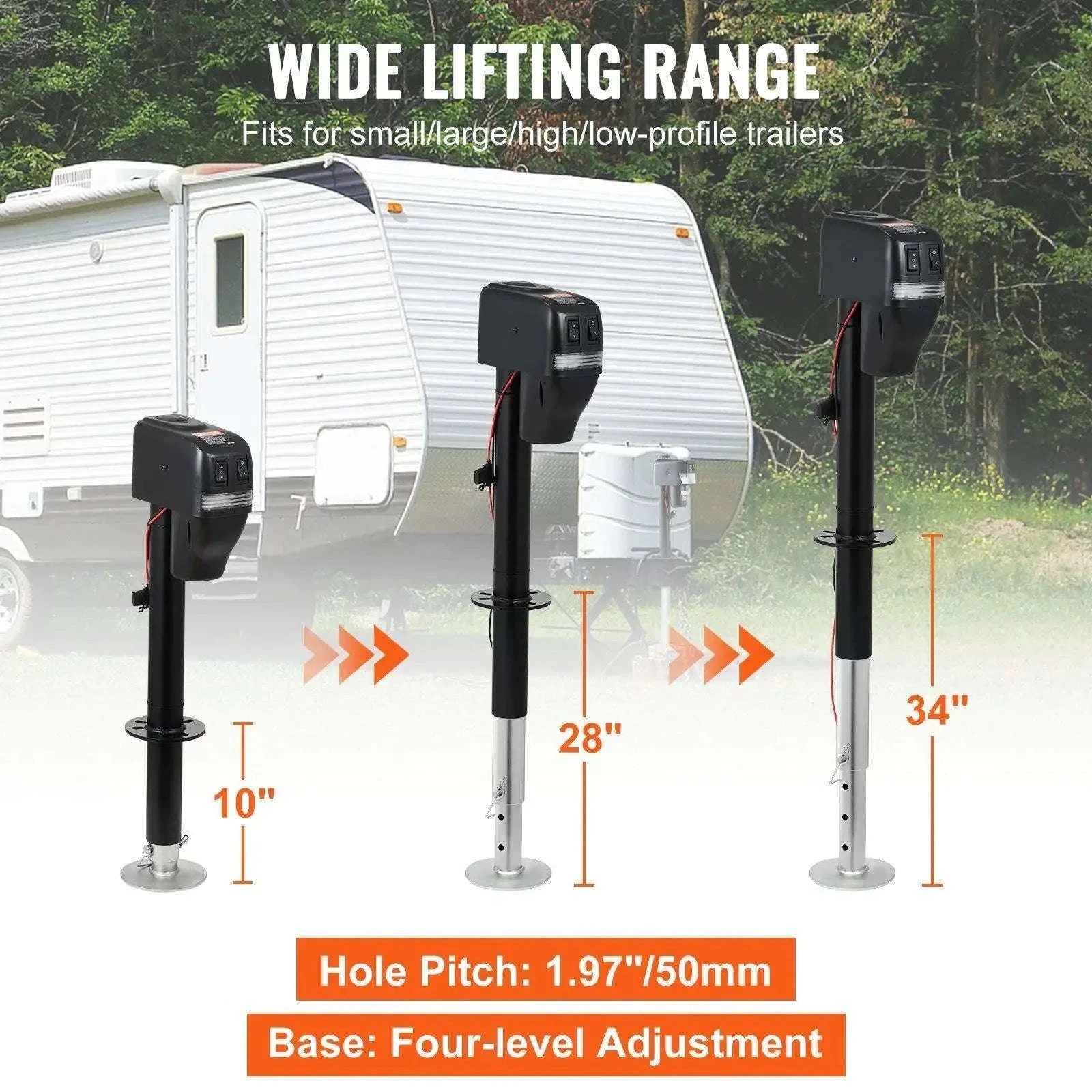 4000LB Electric Trailer Jack with LED Light & Waterproof Cover-United States