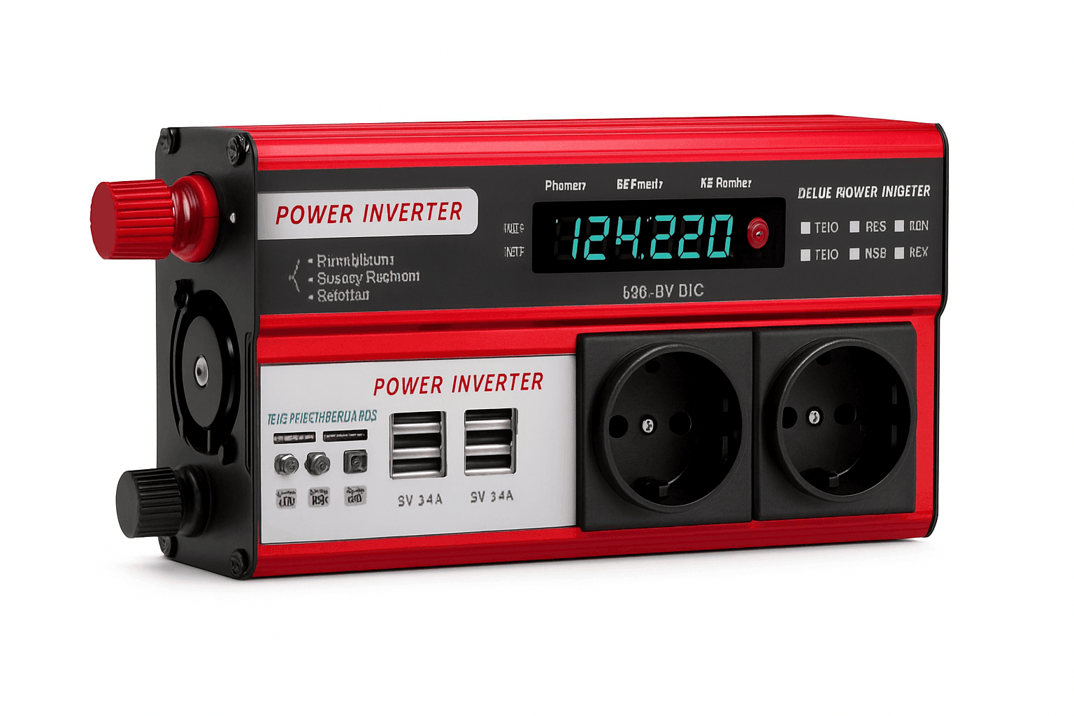 4000W Pure Sine Wave Power Inverter DC 12V To AC 220V 230V Transformer with 4 USB EU Socket Charge with LED Display-4000W / Poland