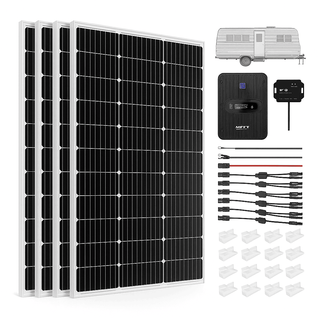 400W 12V Solar Panel Kit for Off-Grid Home, RV & Boat-black / United States