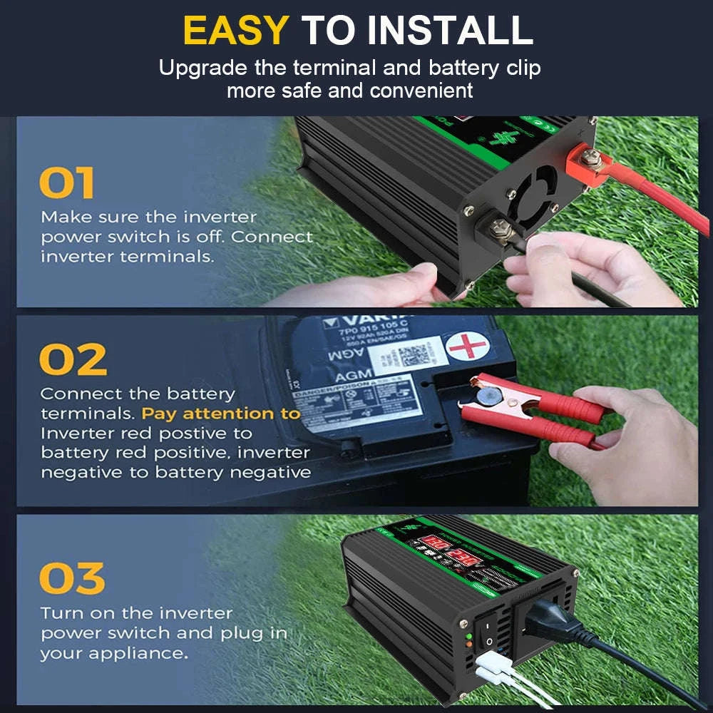 400W DC 12V to AC 110V/220V Dual USB Power Inverter-AC 220V