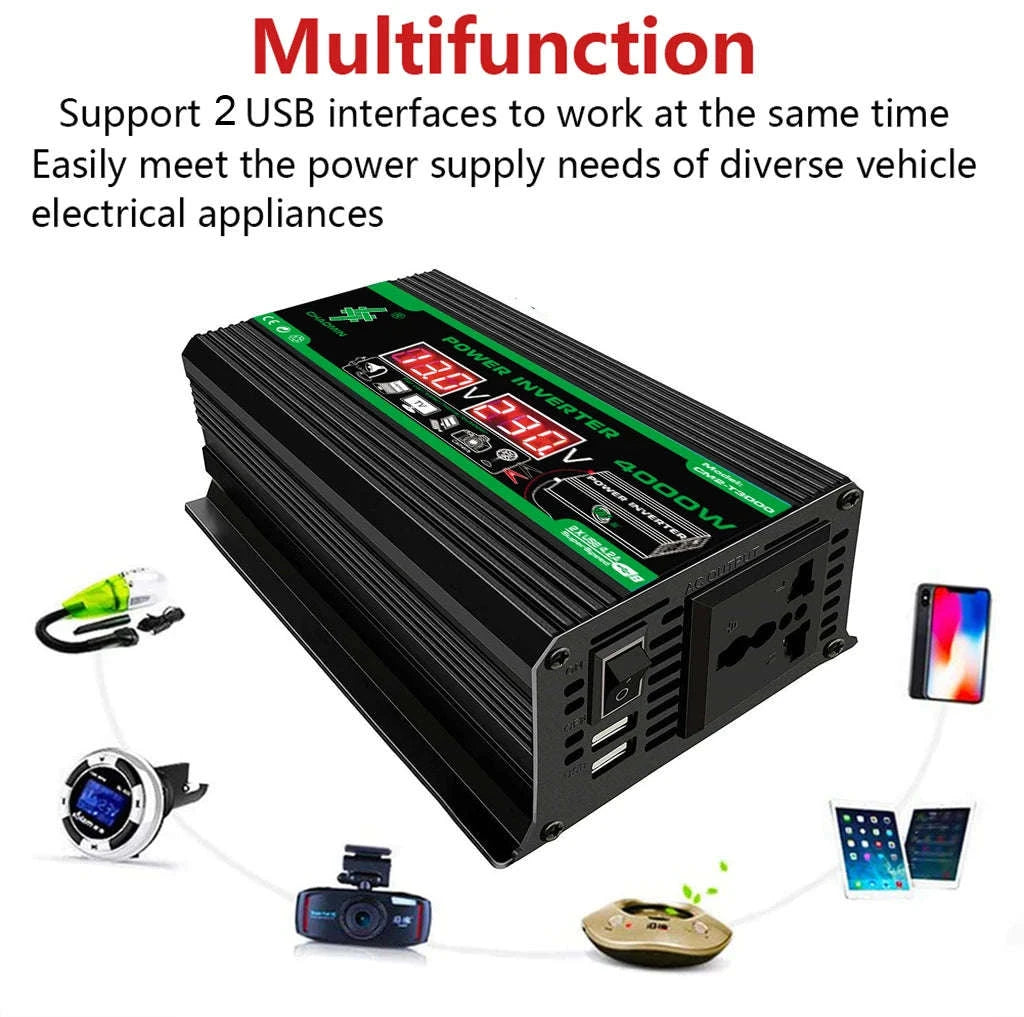 400W DC 12V to AC 110V/220V Dual USB Power Inverter-AC 220V