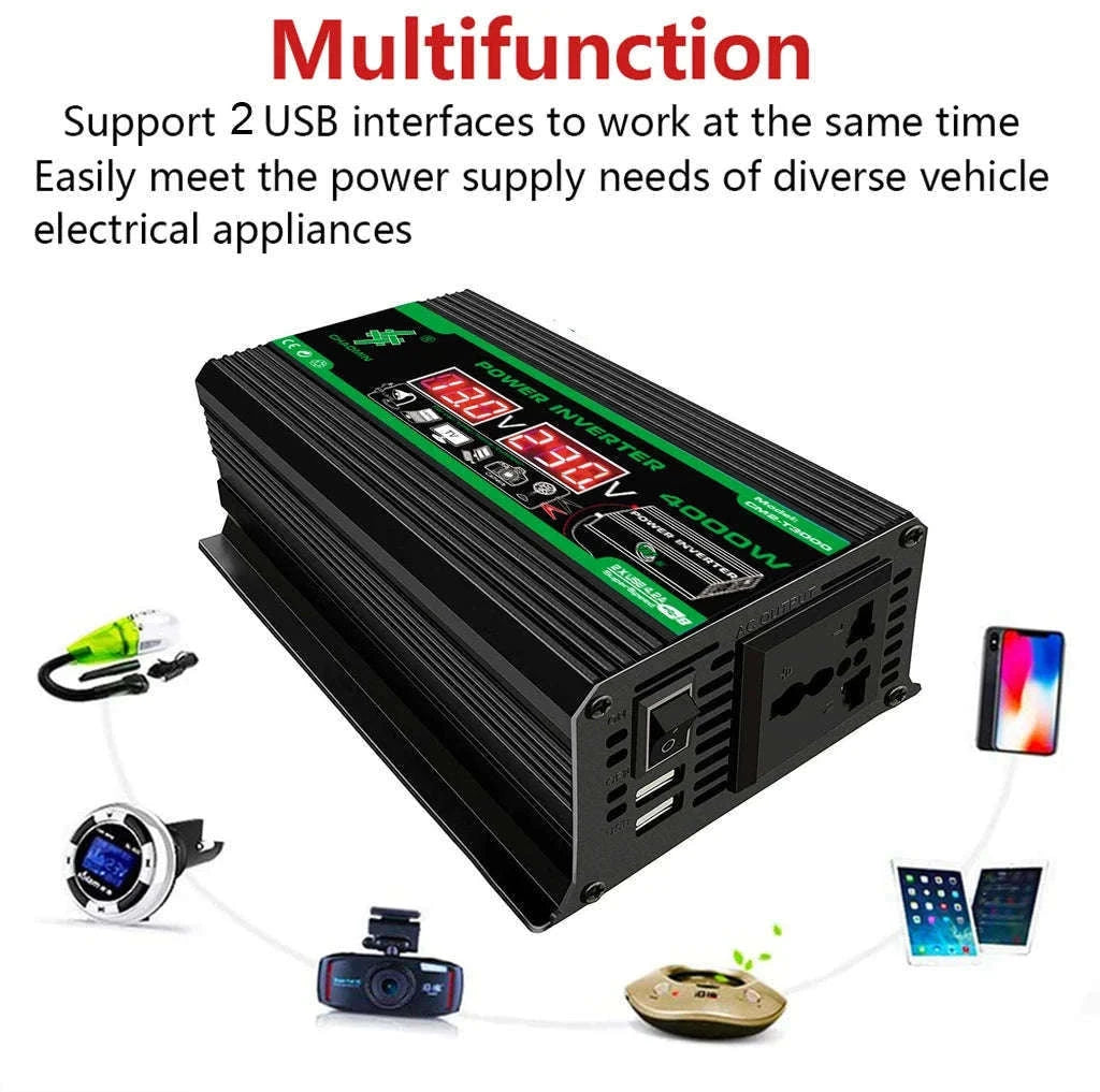 400W DC 12V to AC 110V/220V Dual USB Power Inverter-AC 220V