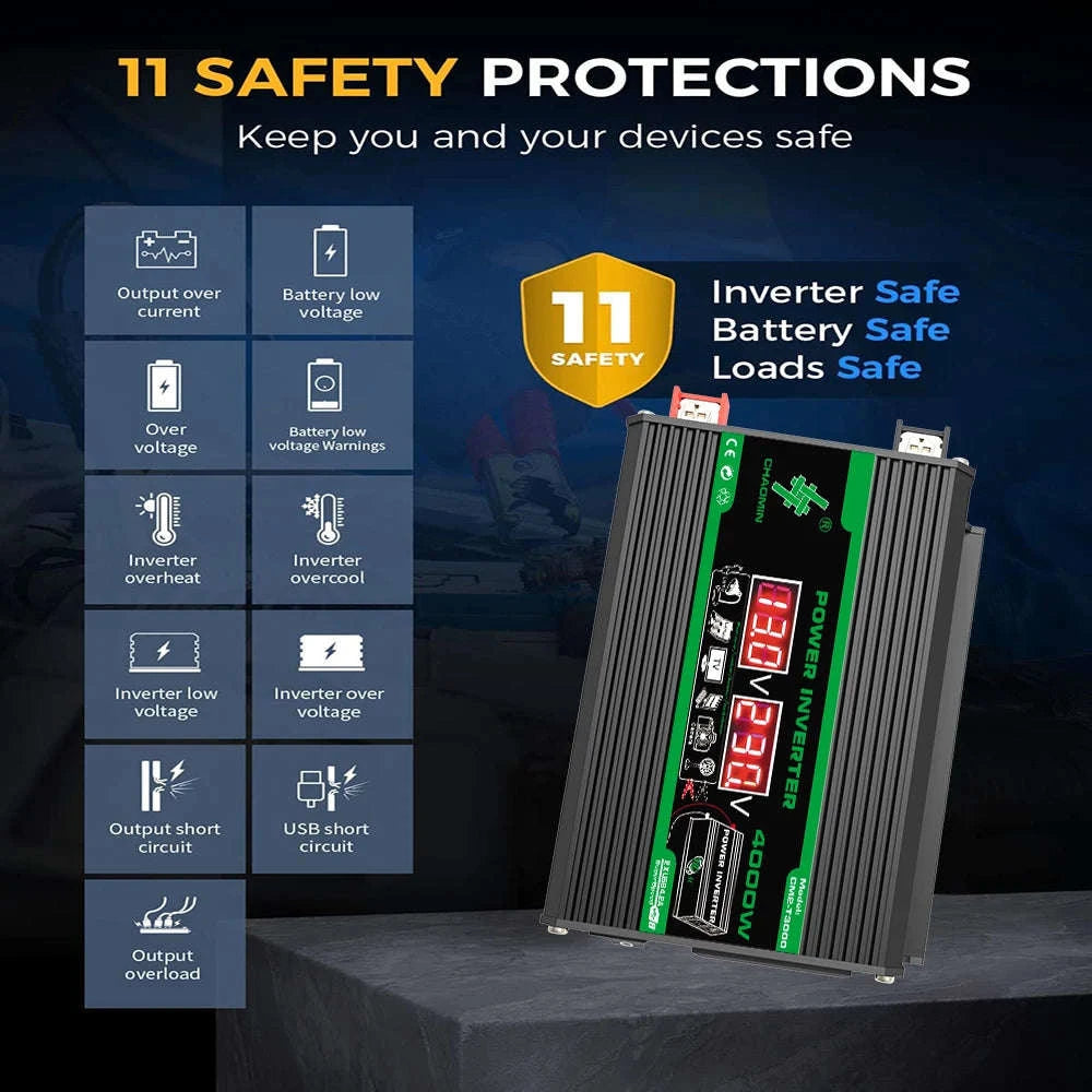 400W DC 12V to AC 110V/220V Dual USB Power Inverter-AC 220V