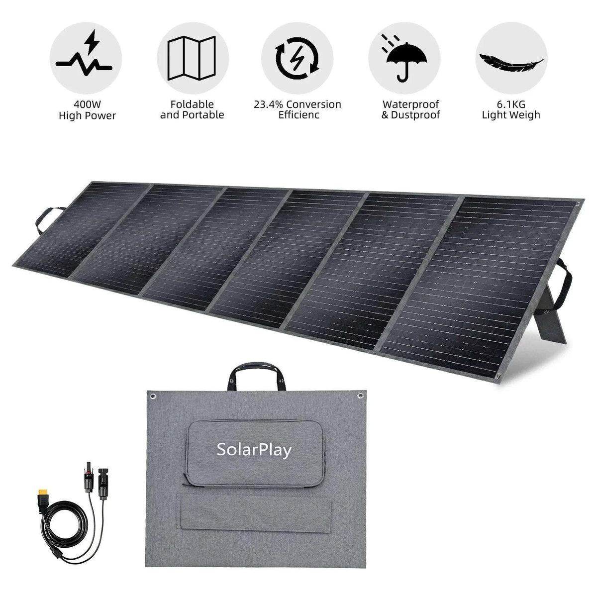 400W Foldable Solar Panel High-Efficiency Charger for Off-Grid Power-T400 1PC / GERMANY