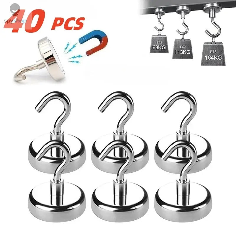 40PCS Strong Magnetic Hooks Multi-Purpose Storage Hooks Home Kitchen Bar Storage Hooks Key Storage Hooks Bathroom Hangers Spy-shop.com