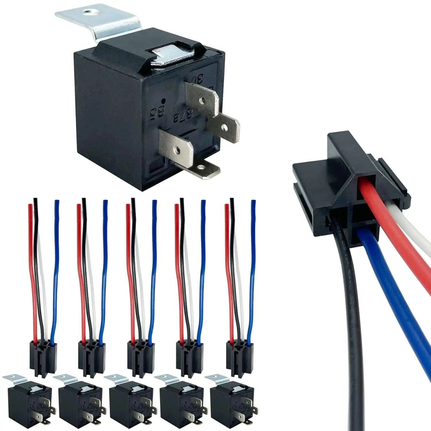 40A 4‑Pin 12V Automotive Relay with Interlocking Socket-12V 4P