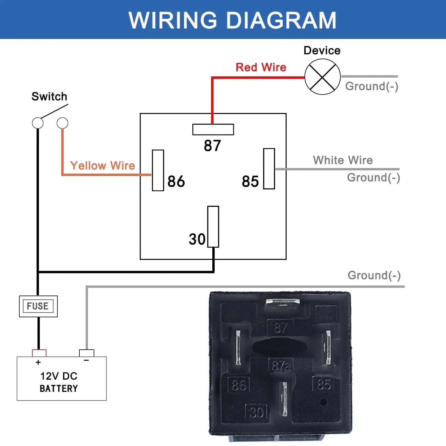 40A 4-Pin 12V Automotive Relay with Interlocking Socket-12V 4P