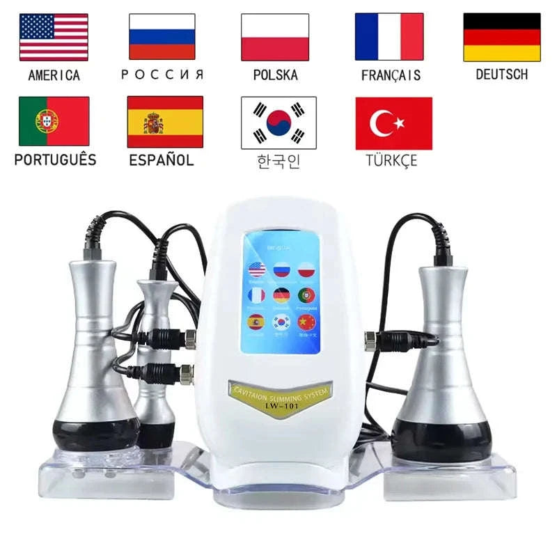 40K 3-in-1 Cavitation Body Slimming Machine Facial Massager-With Base and Gel / US Plug / United States