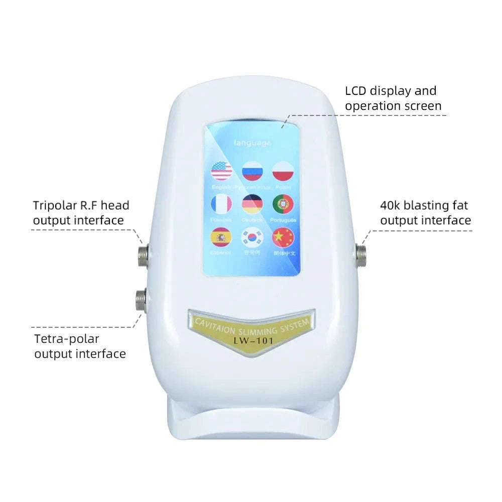 40K 3-in-1 Cavitation Body Slimming Machine Facial Massager-With Base and Gel / US Plug / United States