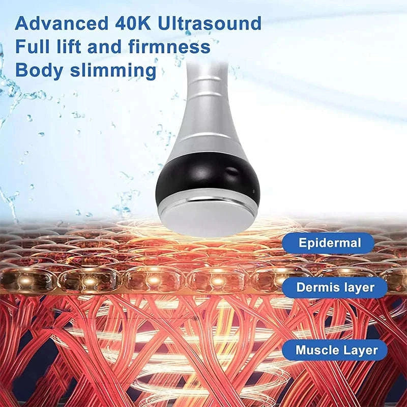 40K 3-in-1 Cavitation Body Slimming Machine Facial Massager-With Base and Gel / US Plug / United States
