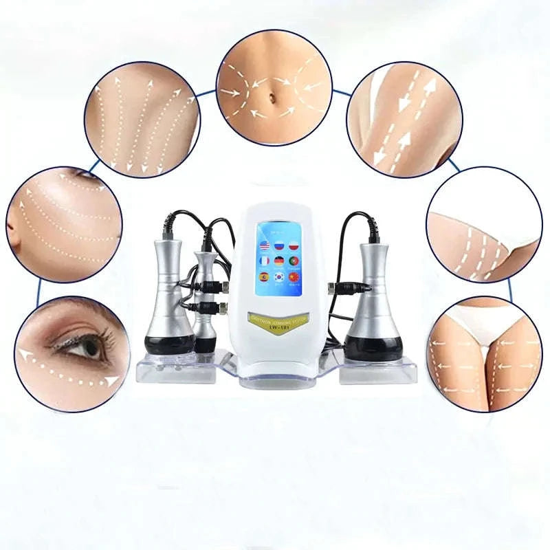 40K 3-in-1 Cavitation Body Slimming Machine Facial Massager-With Base and Gel / US Plug / United States