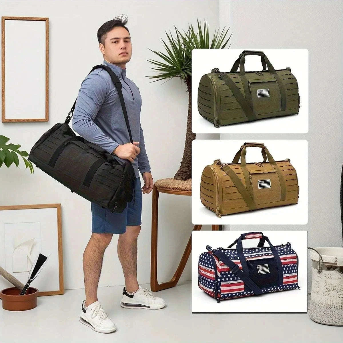 40L Tactical Sports Duffle Bag for Gym, Travel and Daily Use-Green / United Kingdom